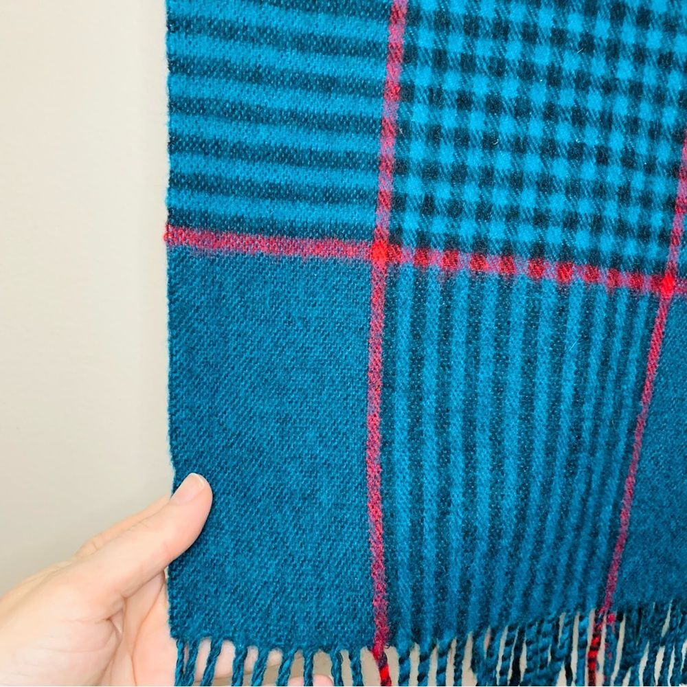 Weavers Workshop Teal and Burgundy Plaid Scarf